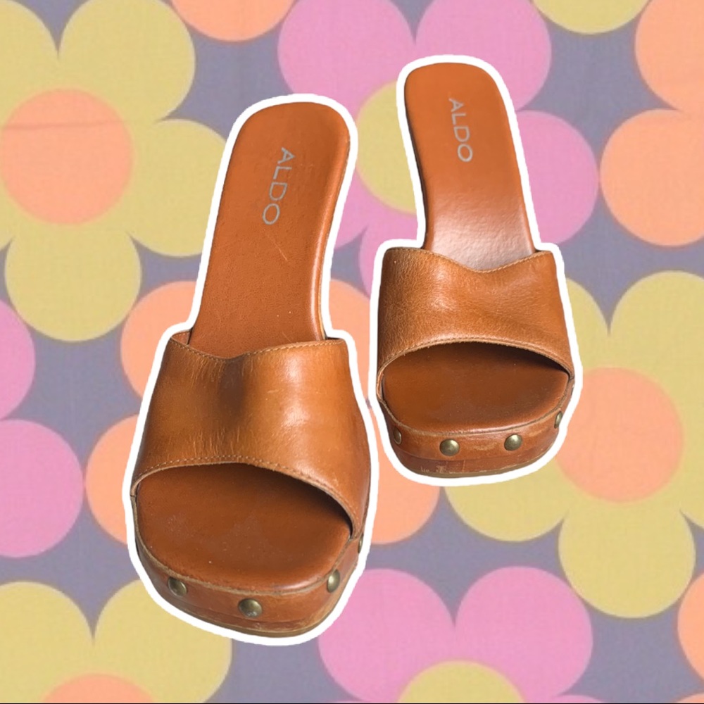 Vintage Wooden Heeled Sandals